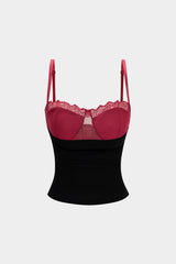 "Contrast Lace Trim Backless Cami Top"