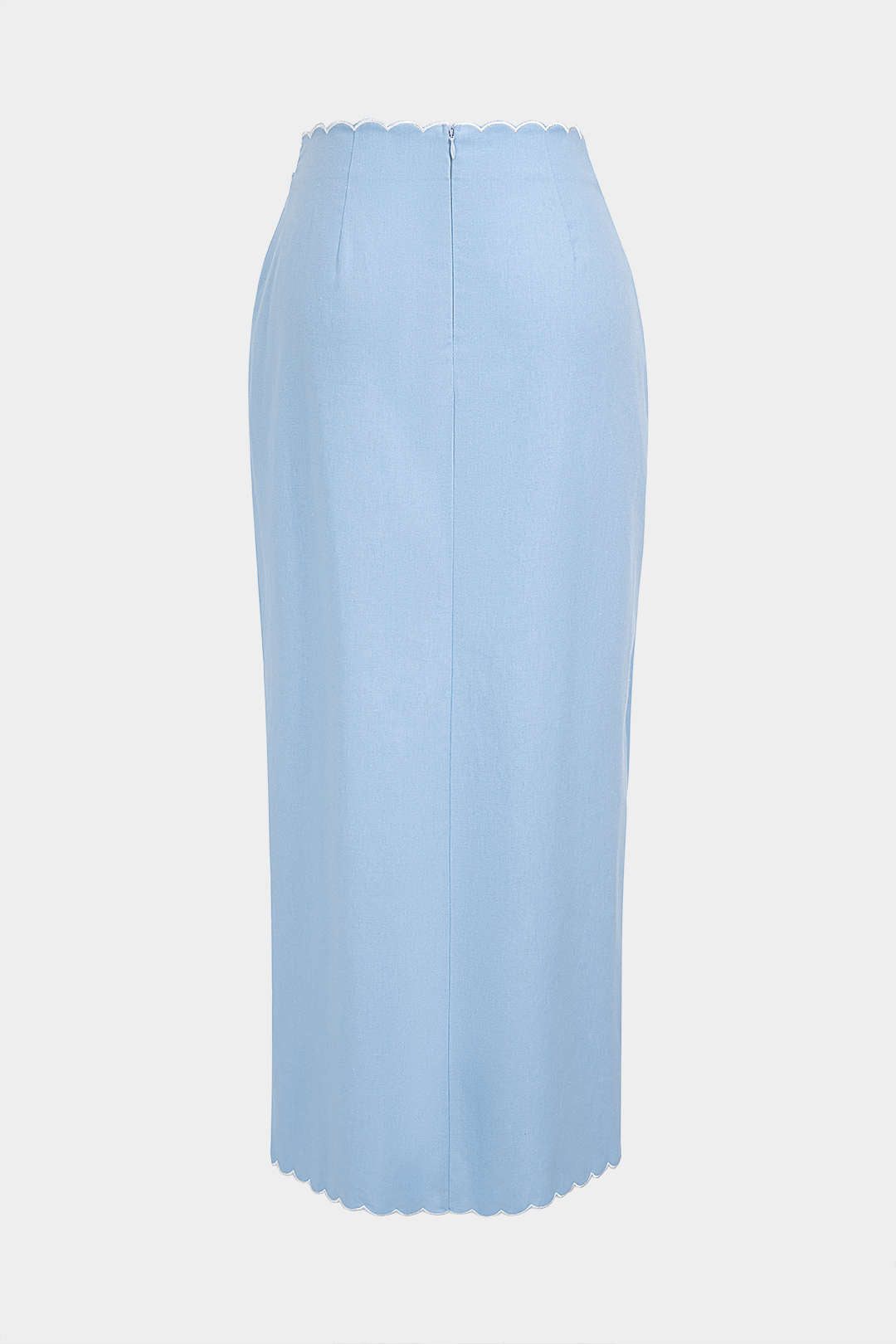 "Contrast Whipstitching Linen Tie Front Wrap Skirt"