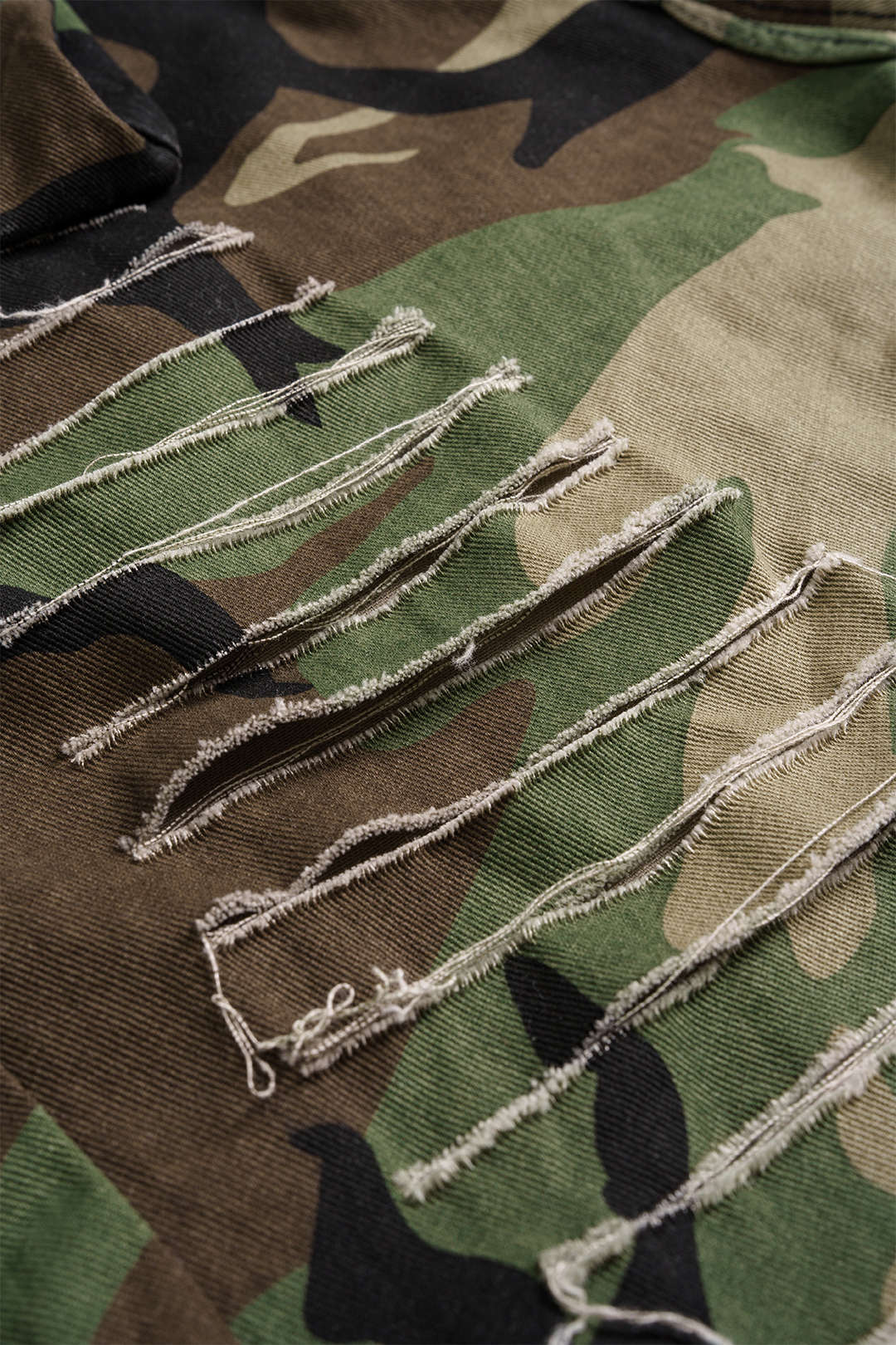 "Camo Destroyed Cargo Shorts"
