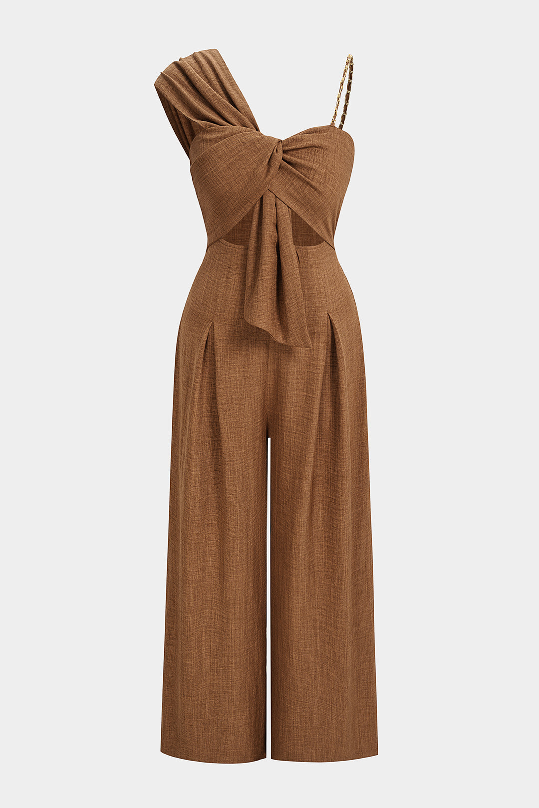 "Asymmetrical Ruched Cut Out Sleeveless Jumpsuit"