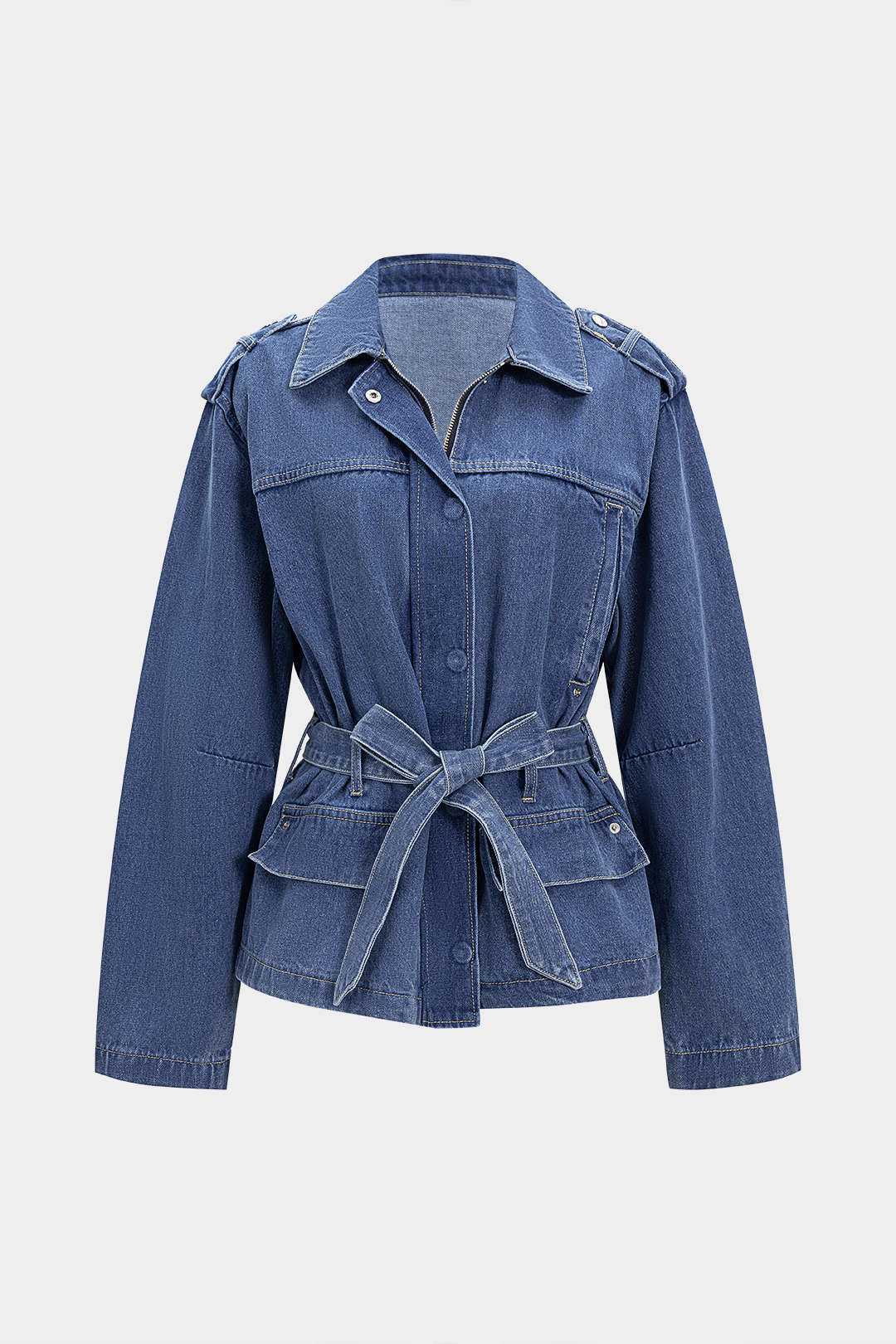 "Denim Belted Outerwear"
