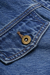 "Denim Lapel Button Short Sleeve Cropped Shirt"