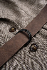 "Button Notched Lapel Belted Blazer"