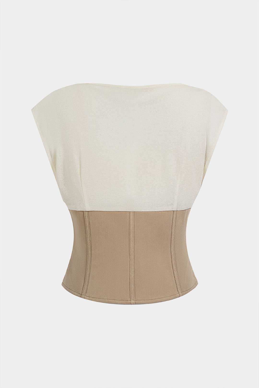 "Contrast Draped Cowl Neck Corset Tank Top"