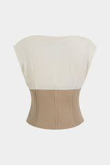 "Contrast Draped Cowl Neck Corset Tank Top"