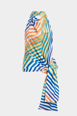 "Contrast Stripe Print Tie-Up Tank Top"