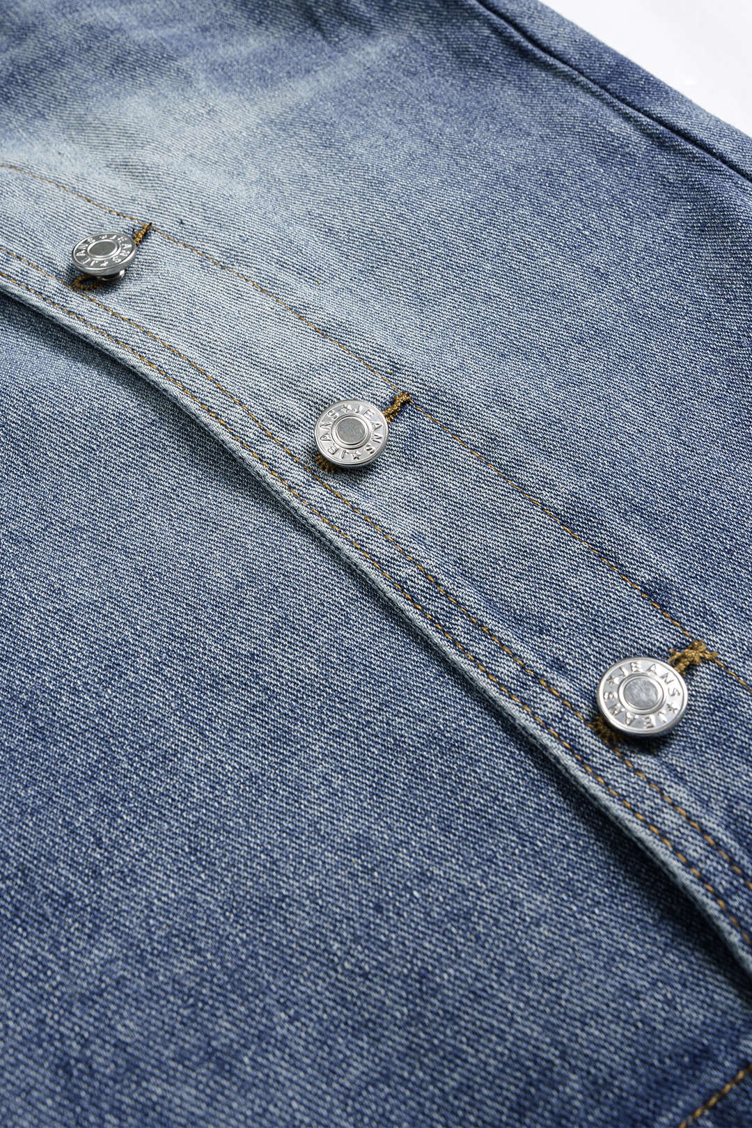 "Denim Asymmetrical Button Shorts"