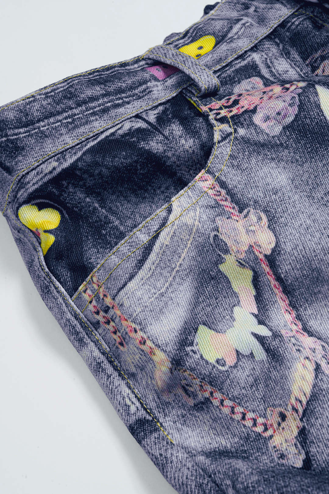 "Abstract Print Button Wide Leg Trousers"