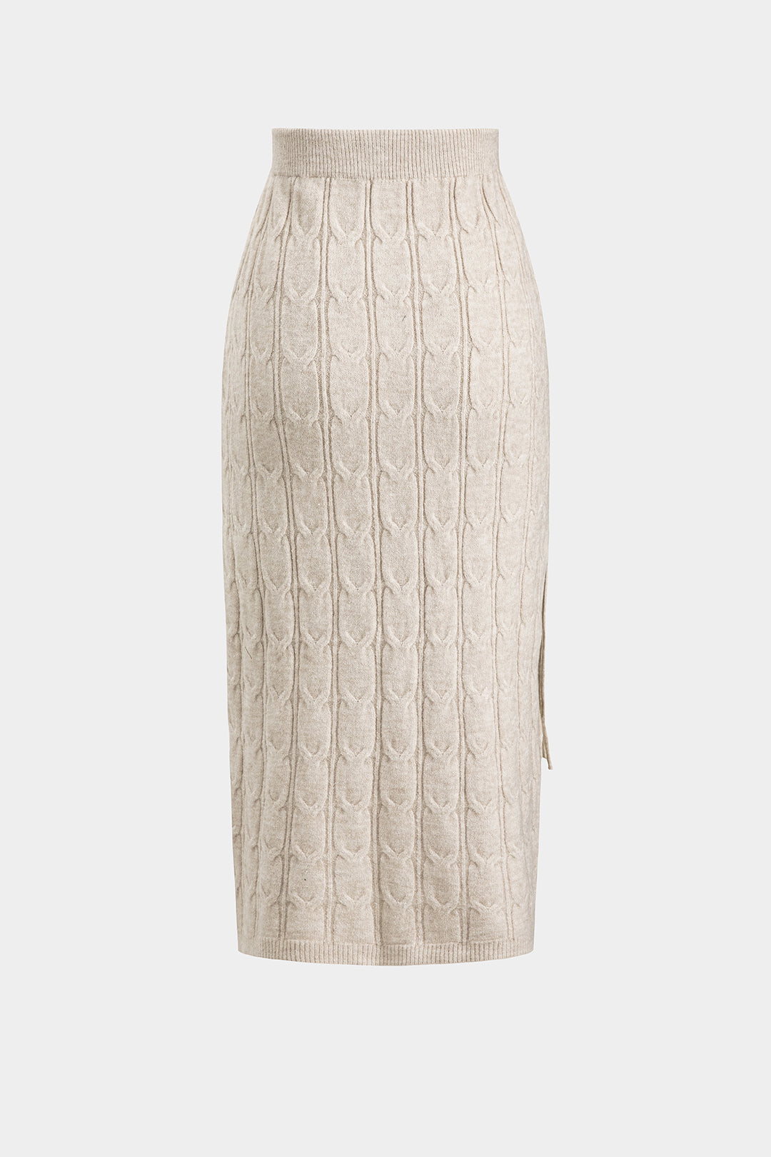 "Cable Knit Fringe Long-Sleeve Top And Skirt Set"