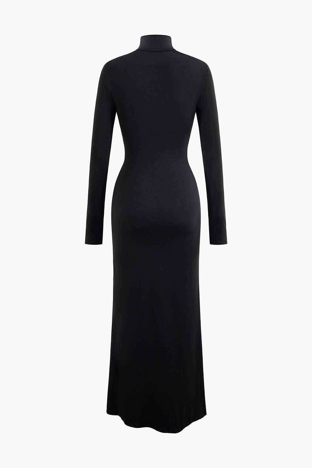 "Body Print Turtle Neck Long Sleeve Maxi Dress"