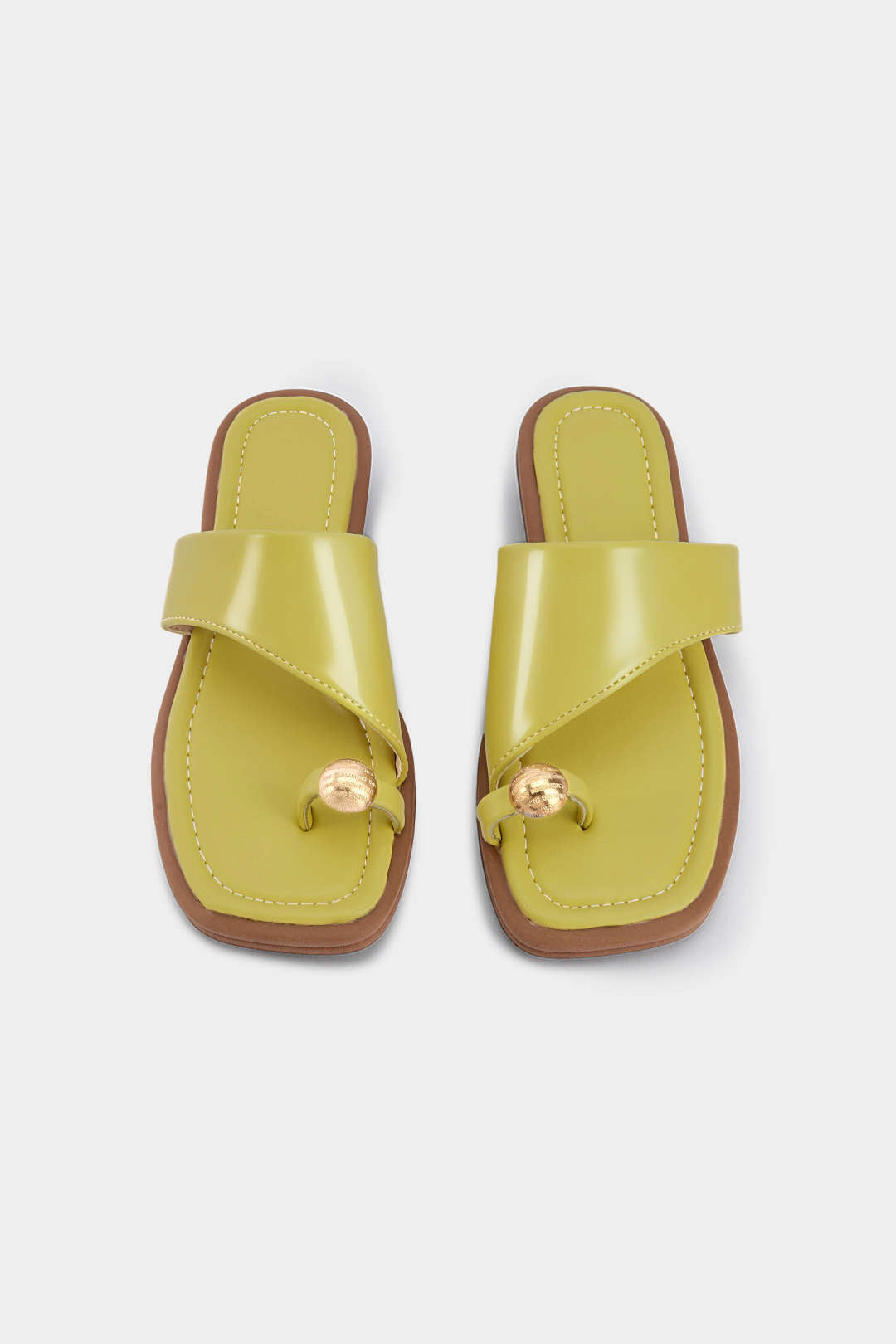 "Contrast Open Toe Flats"