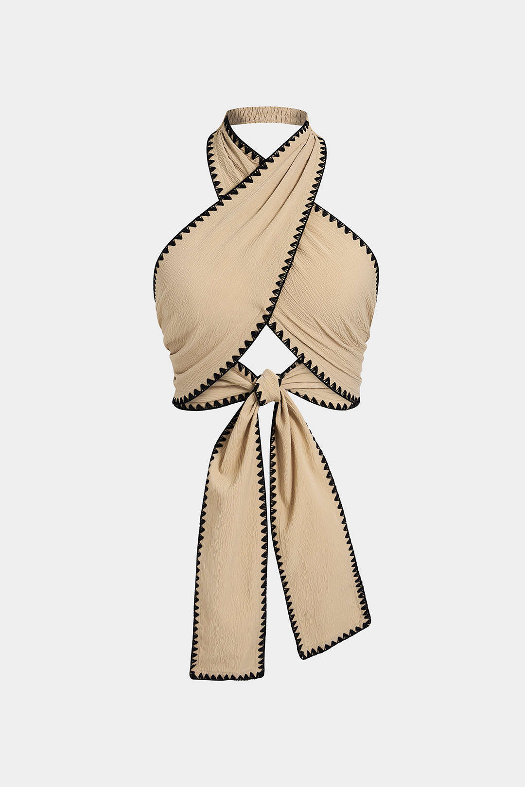 "Contrast Binding Crossed Tie-Up Backless Tank Top"