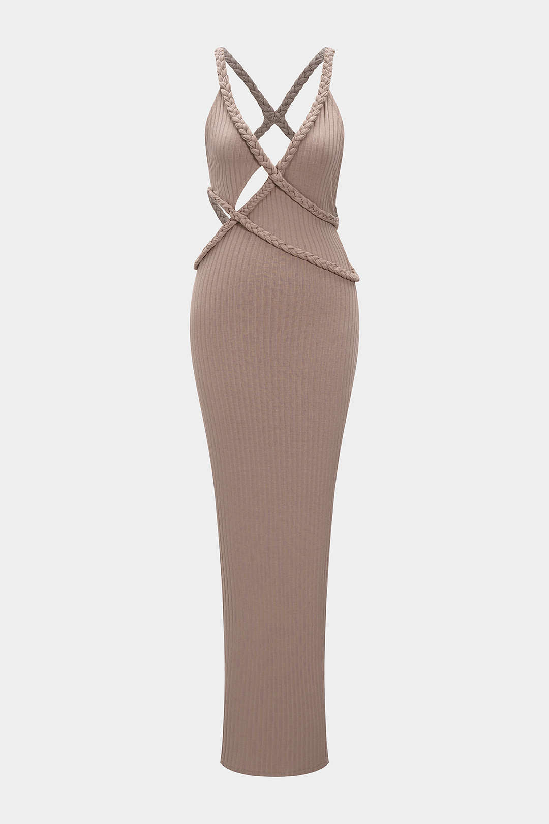 "Asymmetrical Braided Backless Sleeveless Maxi Dress"