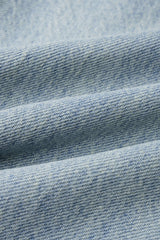 "Denim Feather Pearls Decor Wide Leg Jeans"