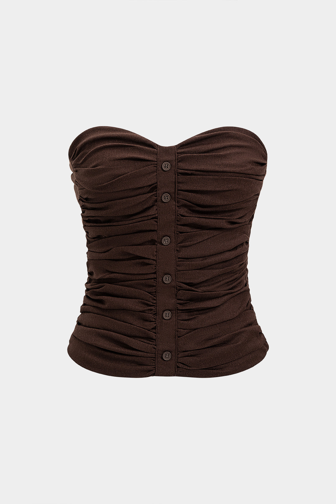"Button Ruched Tube Top"
