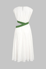 "Contrast Cut Out Sleeveless Midi Dress"