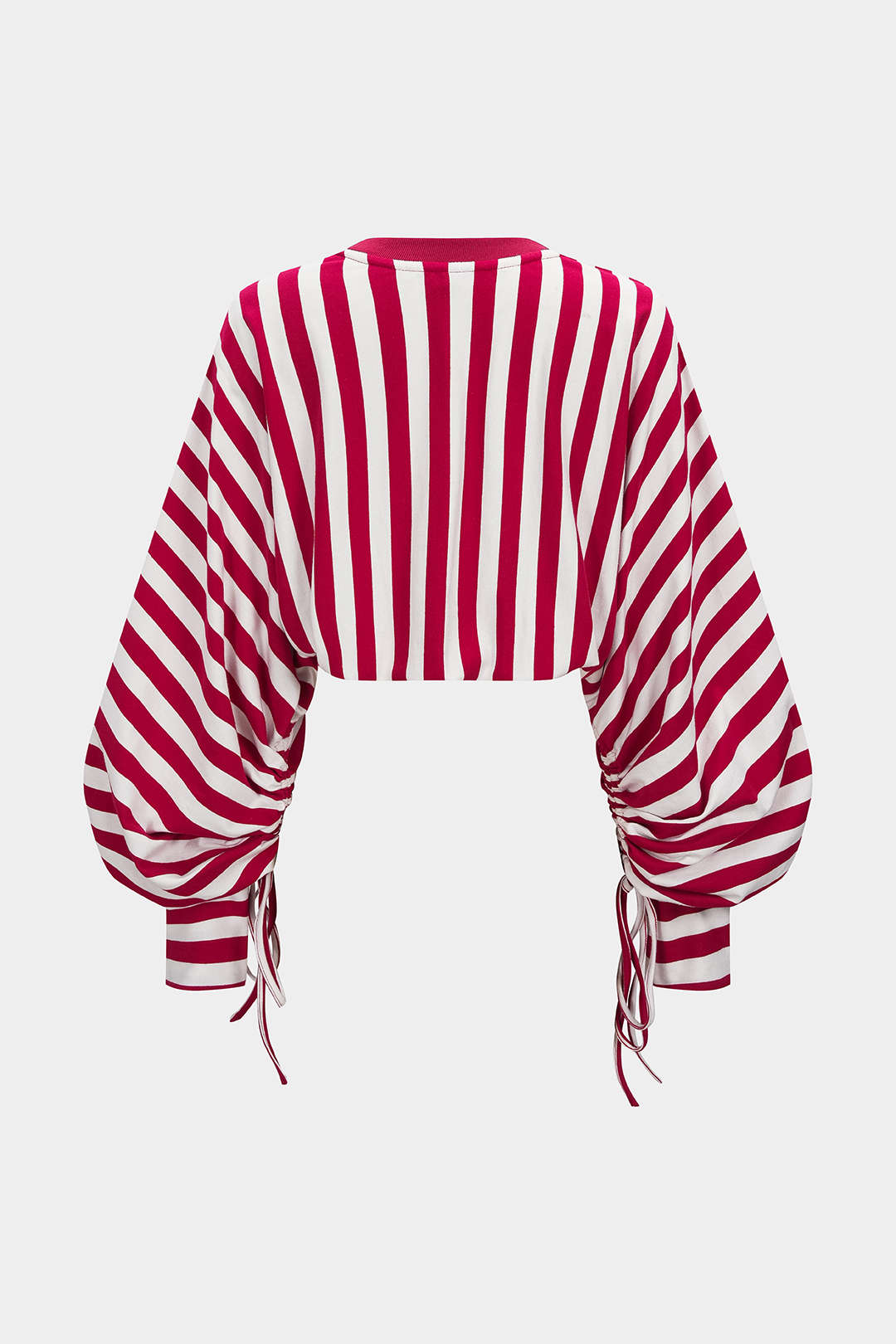 "Contrast Stripes Print Tie-Up Long Sleeve Sweatshirt"