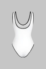 "Contrast Binding Backless Sleeveless Bodysuit"