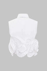 "Button Ruffle Ruched Tank Top"