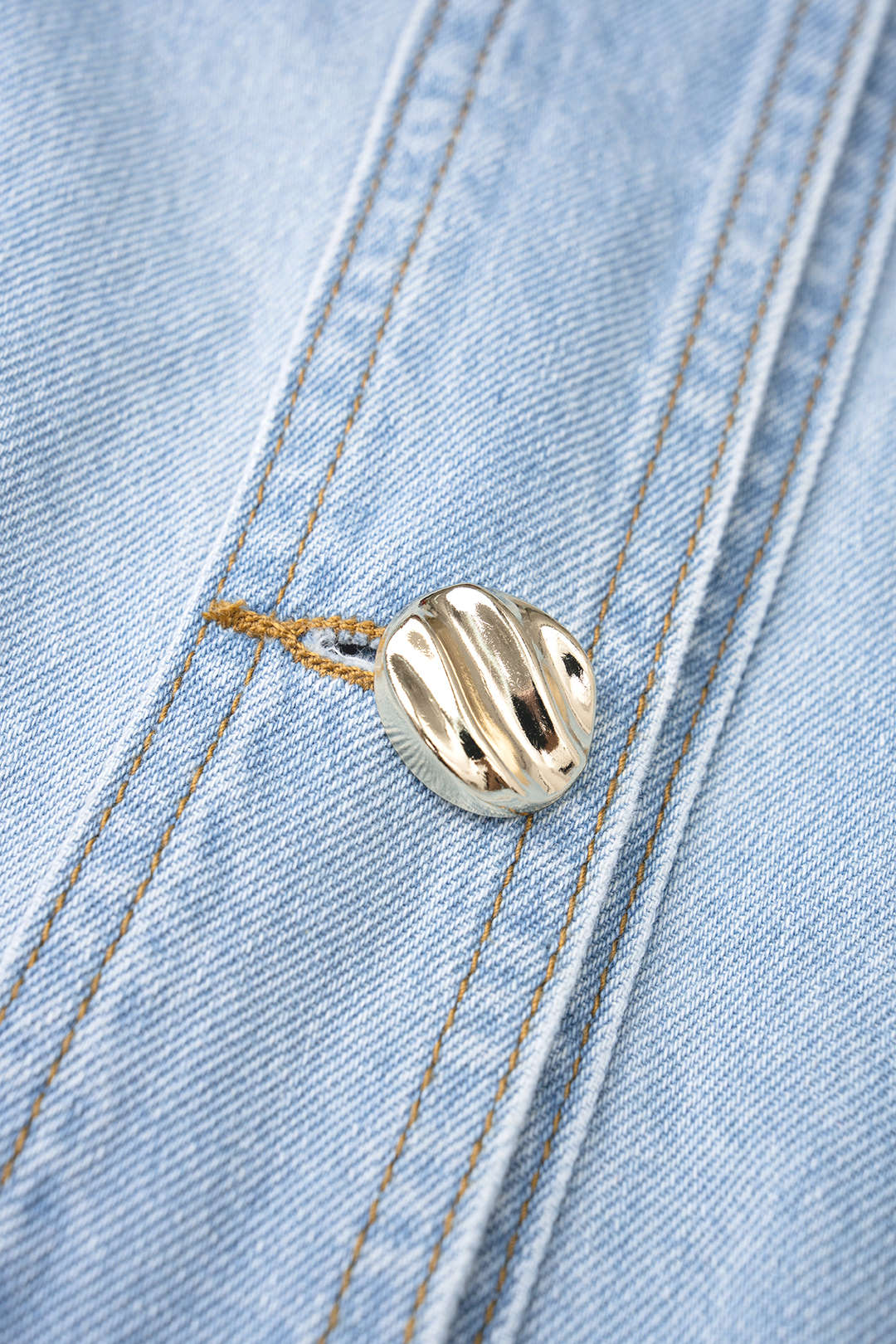 "Denim Lapel Button Ruffle Sleeveless Mini Dress"