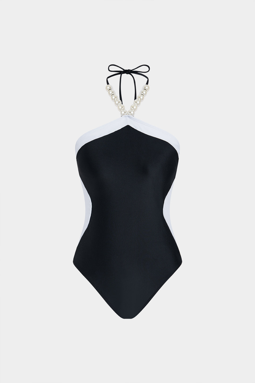 "Contrast Beaded Halter Neck Swimsuit"