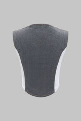 "Denim Bustier Patchwork Top"