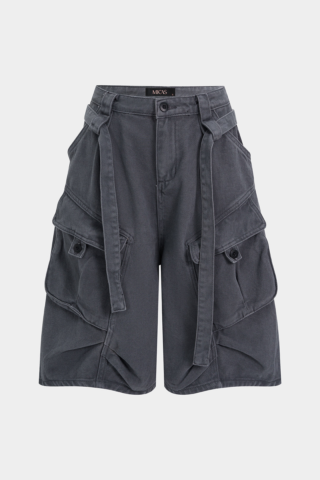 "Denim Belted Pocket Shorts"