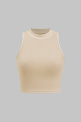 "Basic Textured Sleeveless Tank Top"