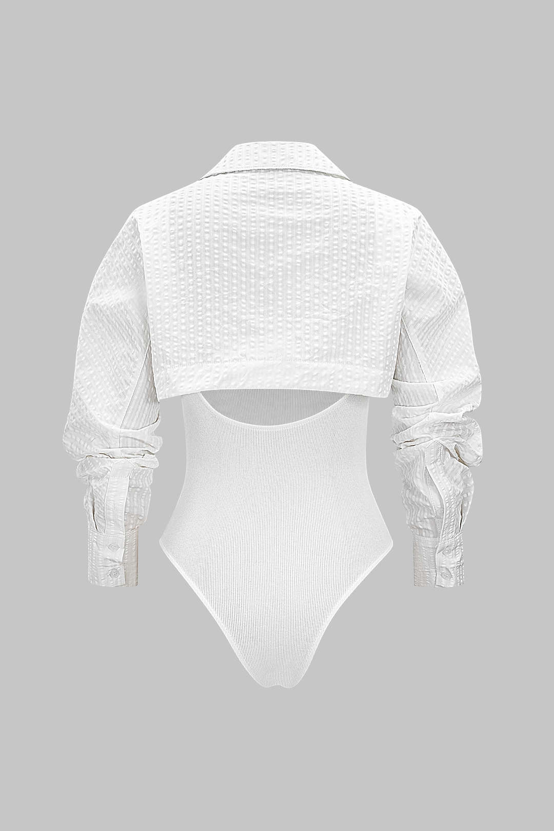 "Button Detail Cut Out Long Sleeve Bodysuit"