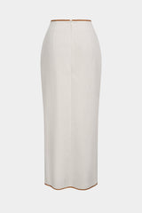 "Contrast Binding Linen Knotted Skirt"