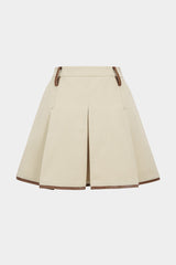 "Contrast Pleated Mini Skirt"