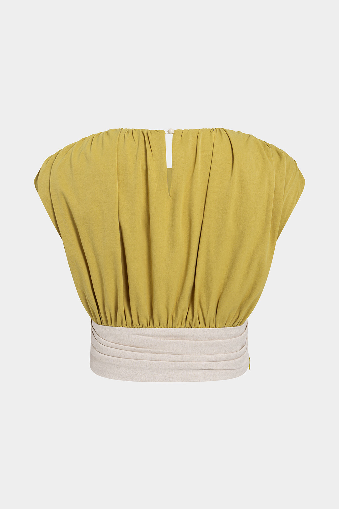 "Contrast Round Neck Ruched Tank Top"