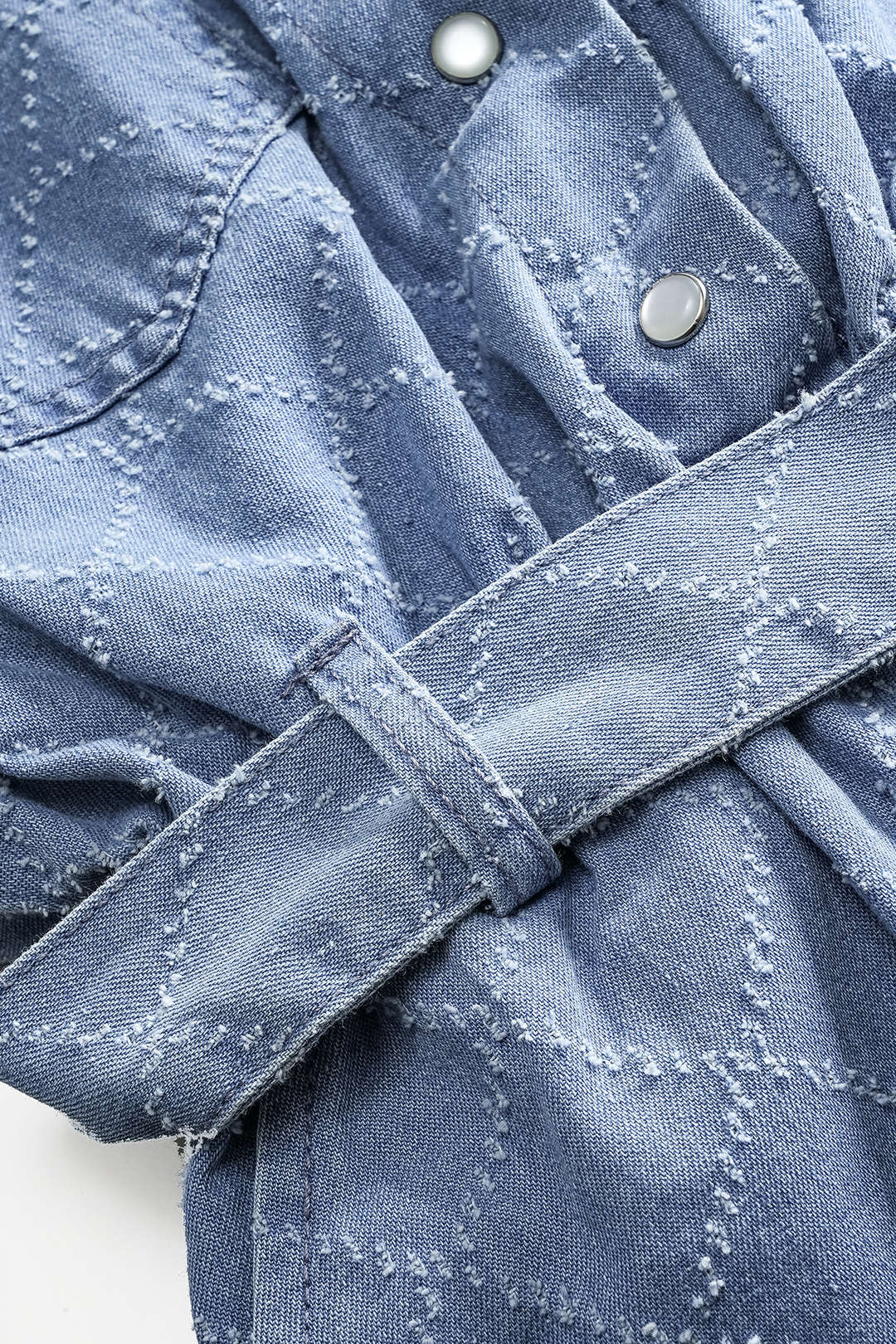 "Denim Lapel Belted Pocket Short Sleeve Romper"