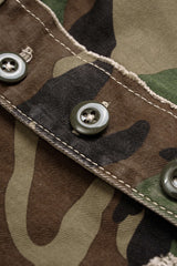"Camo Frayed Patchwork Fringe Mini Skirt"