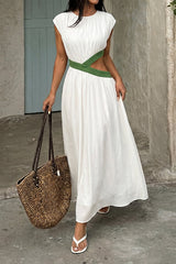 "Contrast Cut Out Sleeveless Midi Dress"