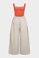 "Contrast Cut Out Twist Knot Sleeveless Jumpsuit"