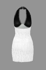 "Color Block Backless Mini Dress"