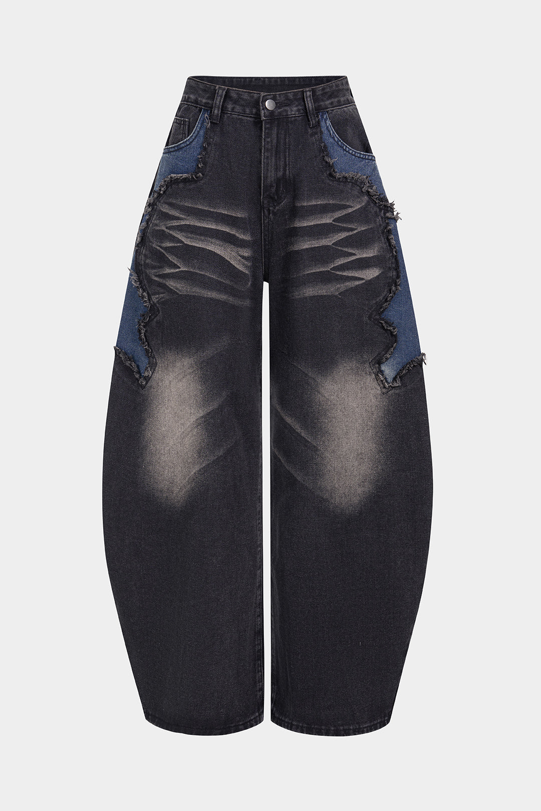 "Button Pocket Wide Leg Jeans"