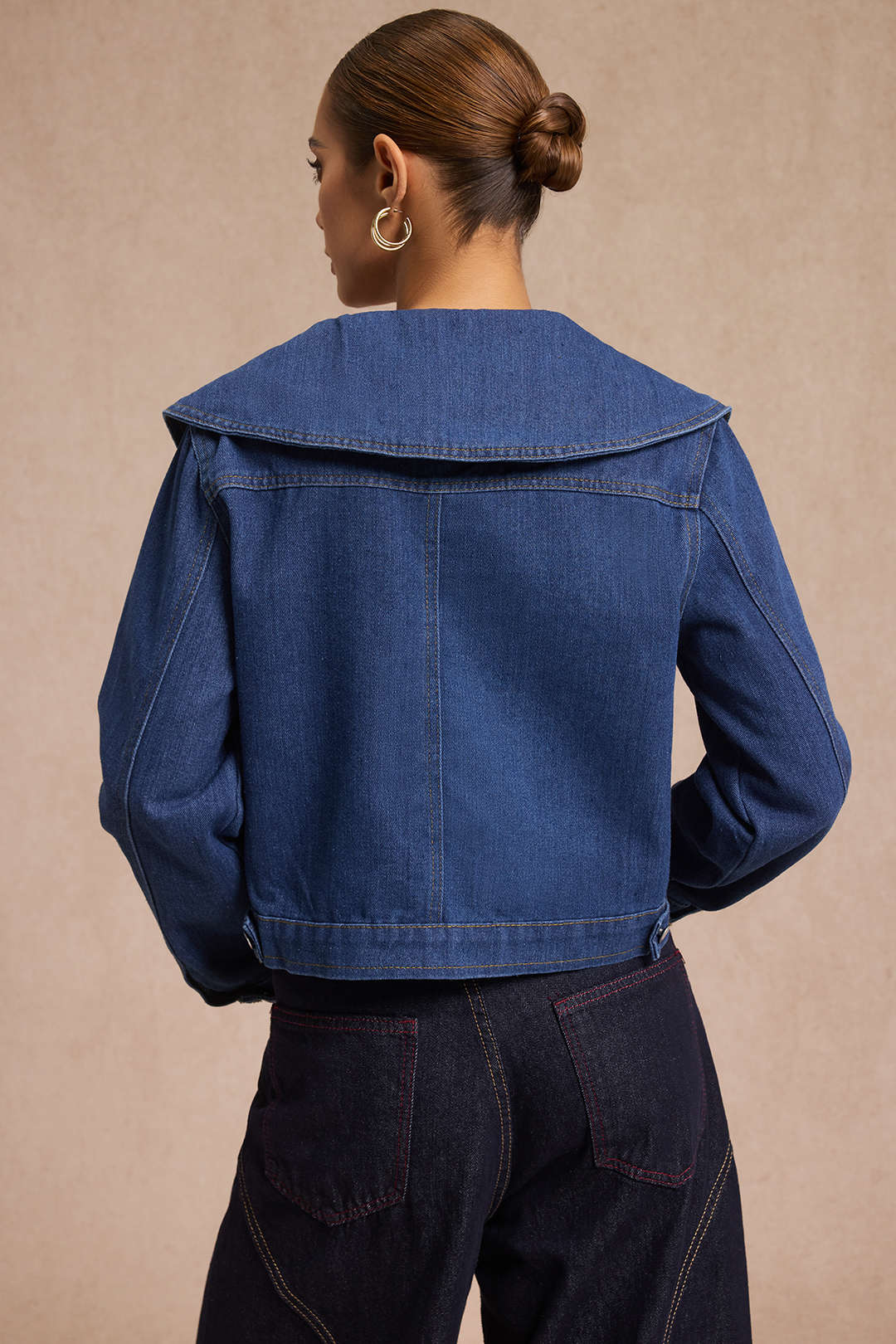 "Denim Lapel Outerwear"