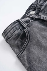 "Denim Metallic Decor Skirt"