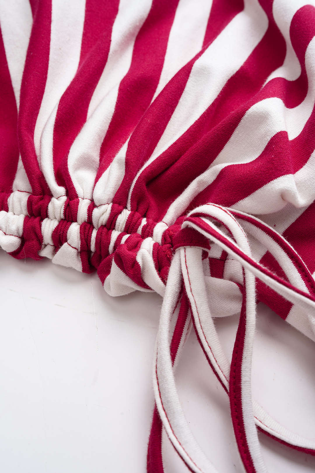 "Contrast Stripes Print Tie-Up Long Sleeve Sweatshirt"