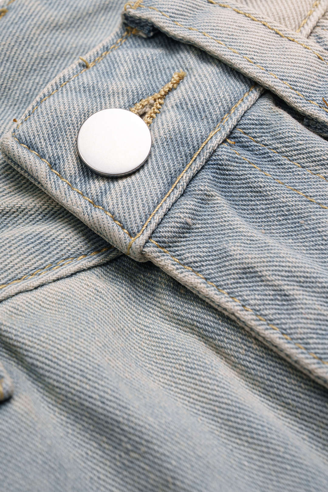 "Denim Asymmetrical Frayed Seamdetail High Waist Shorts"