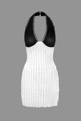 "Color Block Backless Mini Dress"