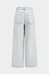 "Denim Asymmetrical Straight Leg Jeans"