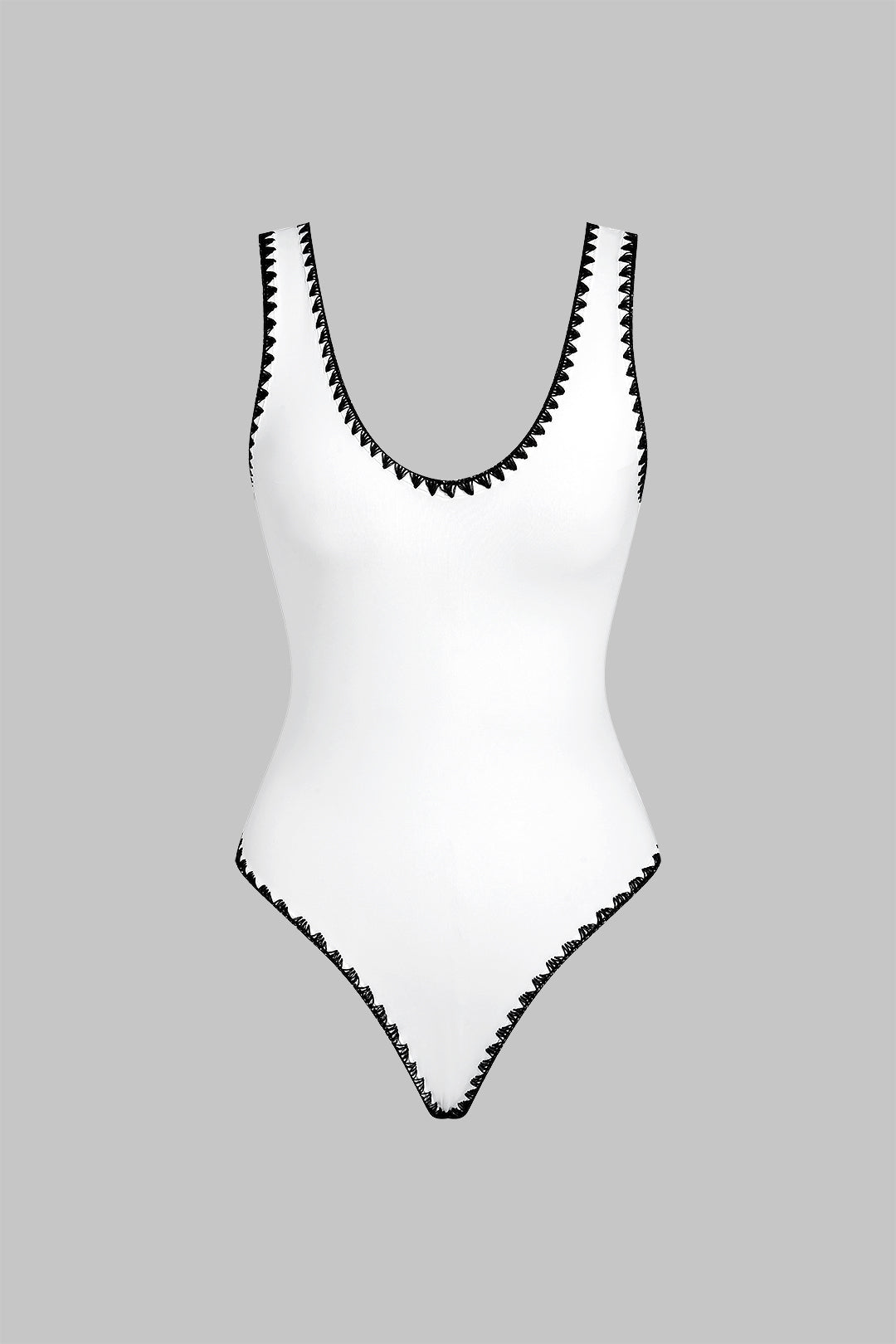"Contrast Binding Backless Sleeveless Bodysuit"