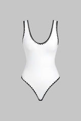 "Contrast Binding Backless Sleeveless Bodysuit"