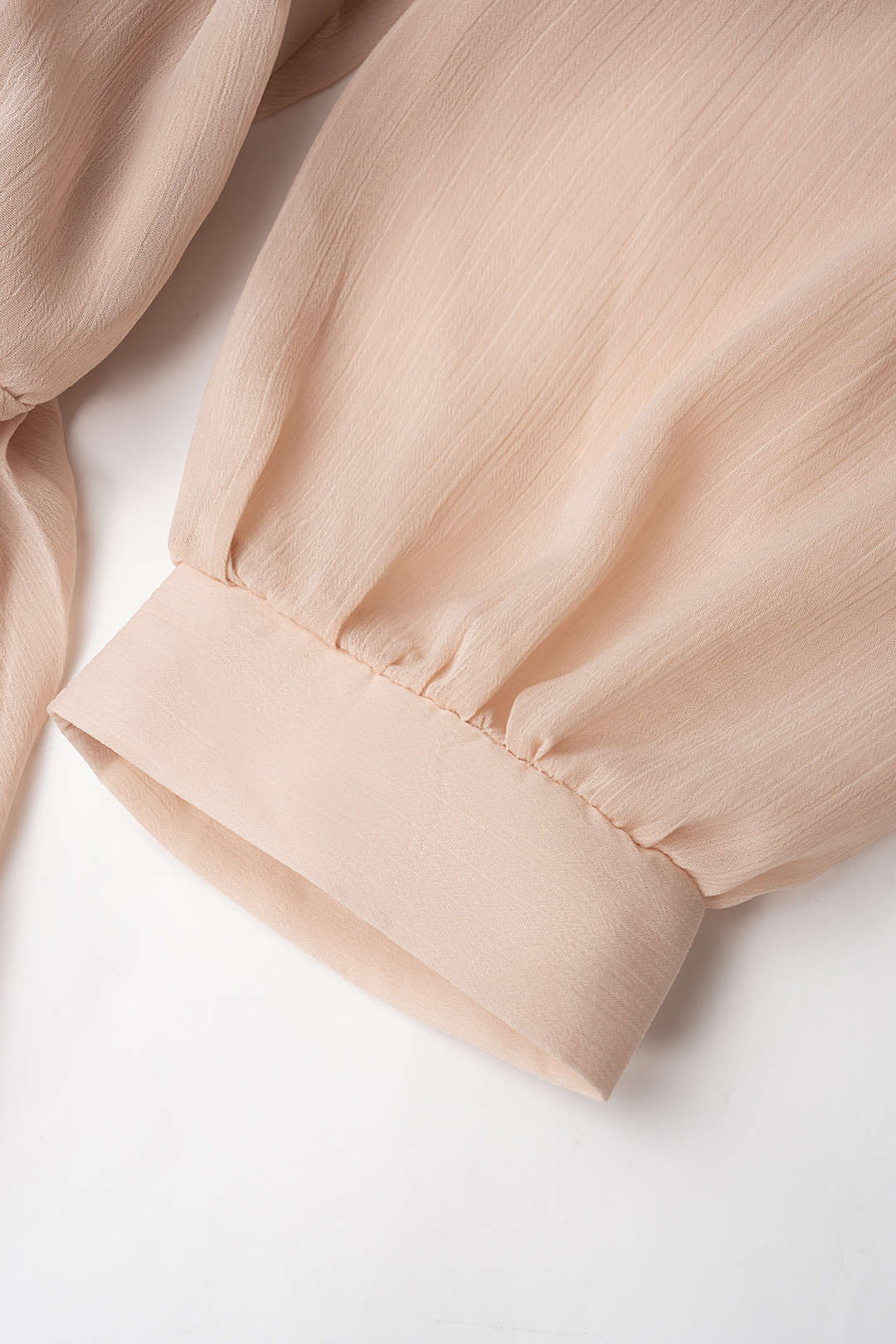 "Chiffon Round Neck Belted Pleated Long Sleeve Midi Dress"