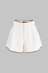 "Contrast Binding High Waist Shorts"