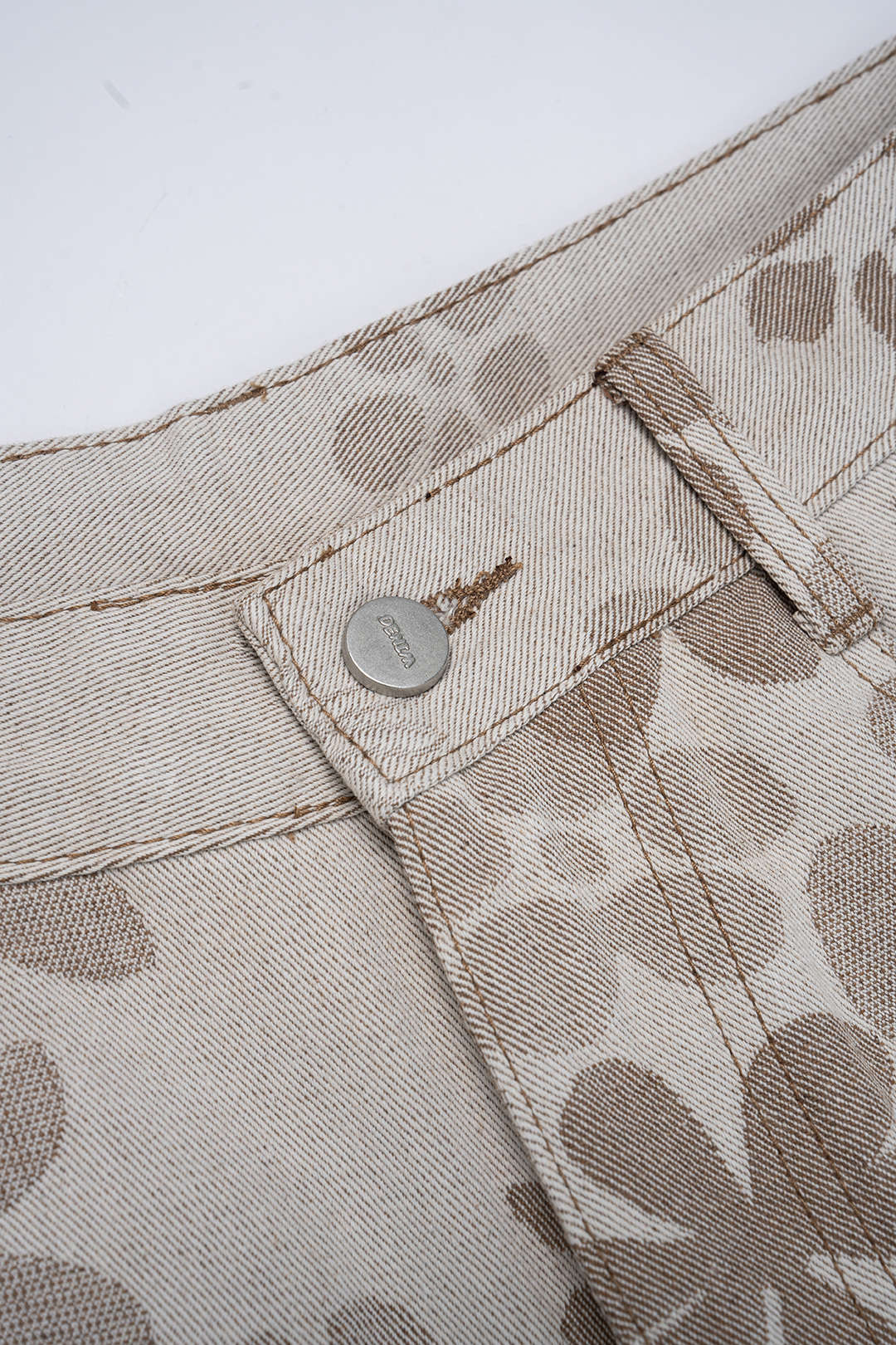 "Denim Floral Print High-Waist Pocket Jeans"