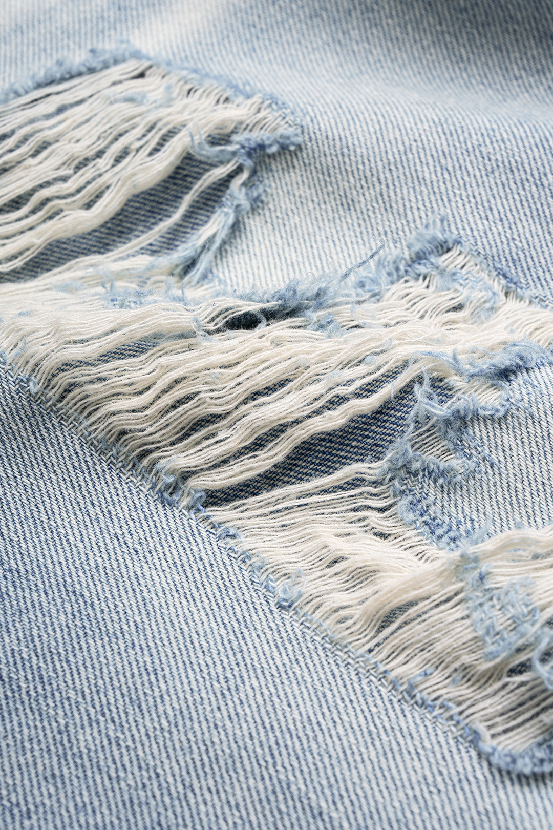 "Denim Asymmetrical Ripped High Waist Straight Leg Jeans"